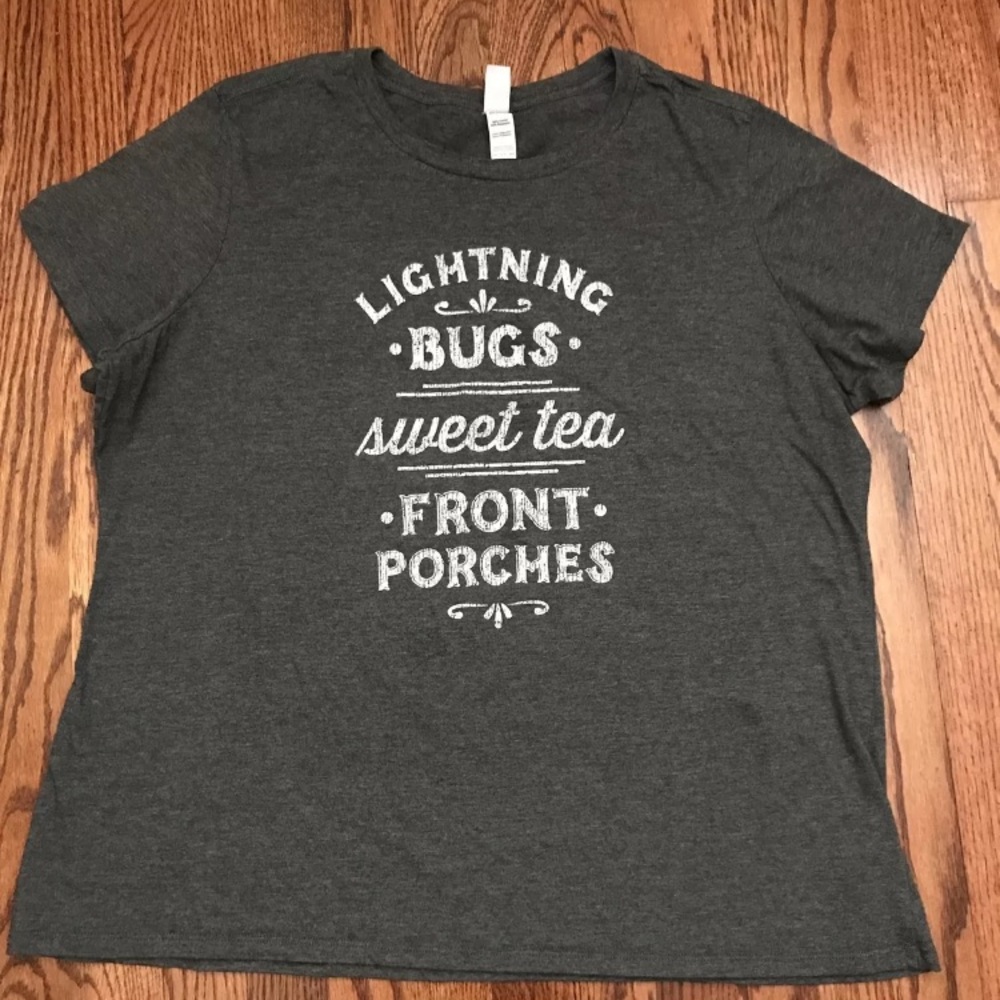 District Womens Gray T Shirt 3XL Lightning Bugs Sweet Tea Front Porches